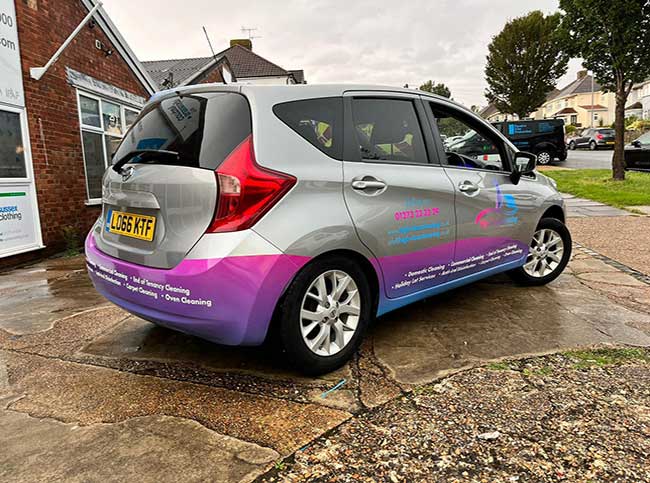 5 door small family hatchback with digitally printed vinyl signwriting