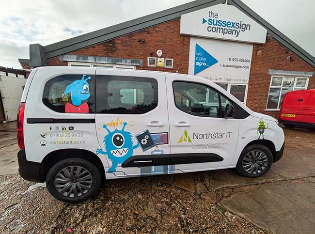 small people carrier with digitally printed vinyl graphics applied to all panels for Northstar IT in Lancing West Sussex