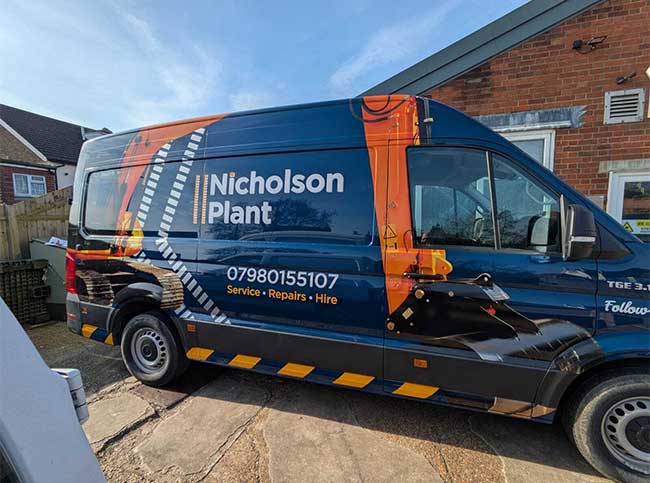 Printed & cut vinyl graphics for Nicholason Plant Hire delivery van