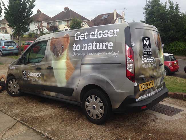 Sussex Wildlife Trust van with digitally printed full wrap installation