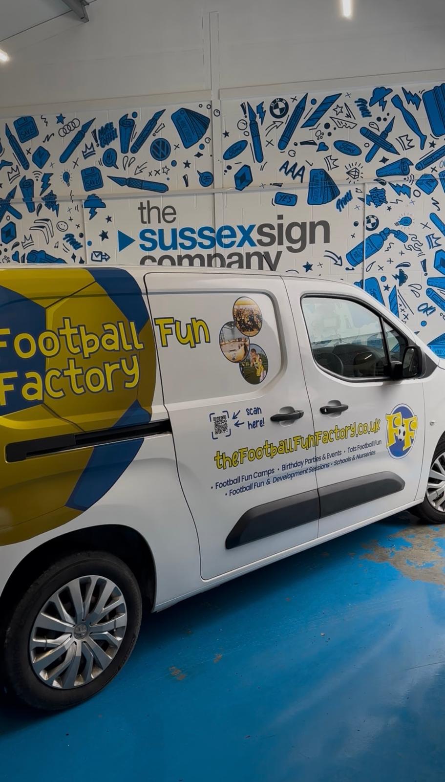 Partial van wrap for The Football Fun Factory
