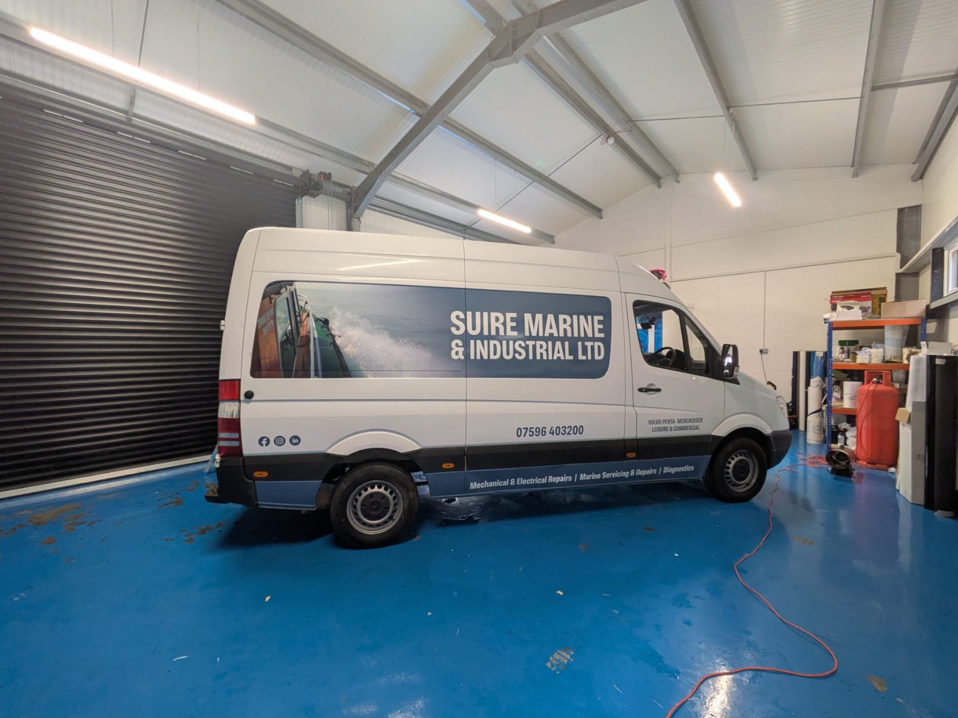 Full colour printed vinyl van signwriting decals for Suire Marine Mercedes Sprinter Van